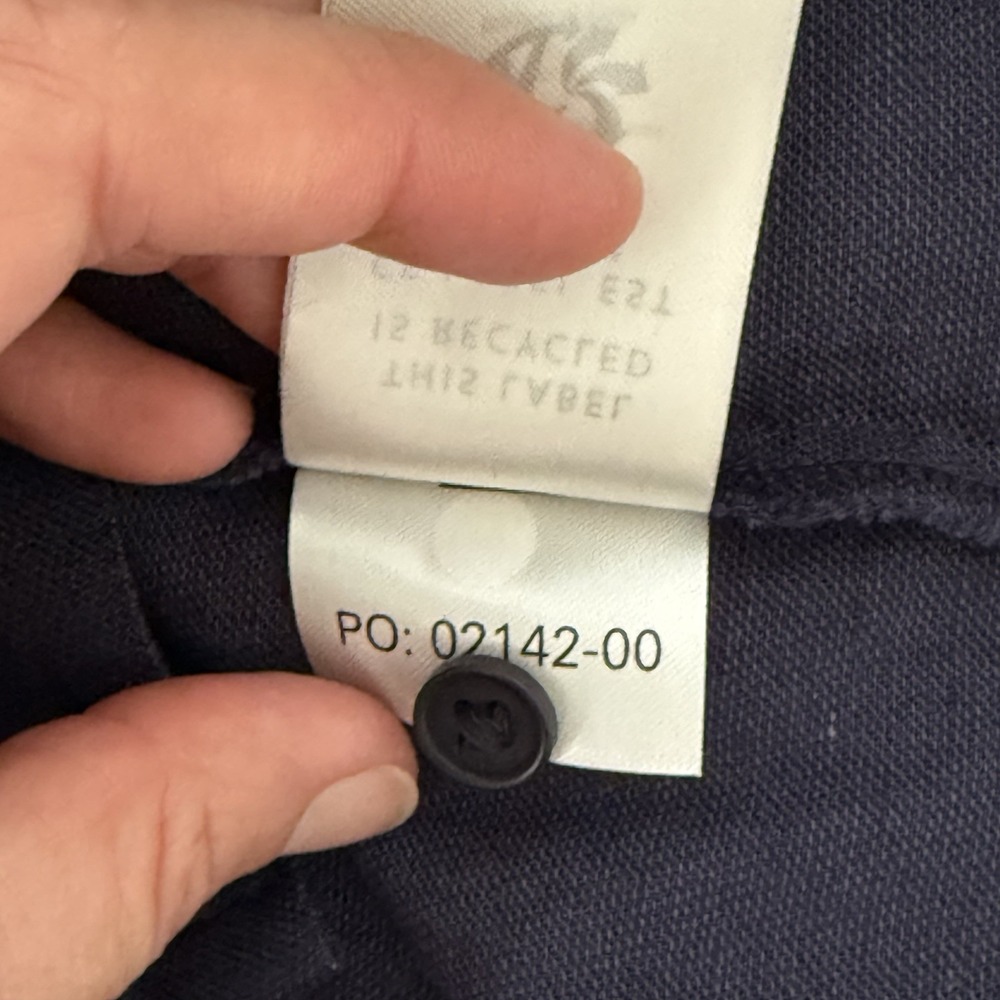 Outerknown Shirt Dress Long Sleeve Organic Cotton Linen Blend Navy Blue Small - Picture 6 of 9